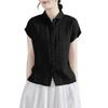 Cotton and Linen Shirt Ladies Sleeveless Blouse Summer Literary Casual Large Size Temperament Fashion Solid Color All-match Short-sleeved Shirt