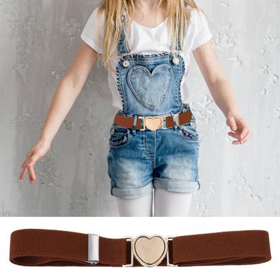 Yousheng Unisex Belt Contrast Color Banded Metallic Heart Buckle Lightweight Waistband Adjustable Elastic Band Girl Waist Strap for Parties Daily Wear