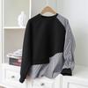 Damen-Sweatshirt mit gespleißtem Rundhalsausschnitt, unregelmäßig gestreift, lockeres Oberteil