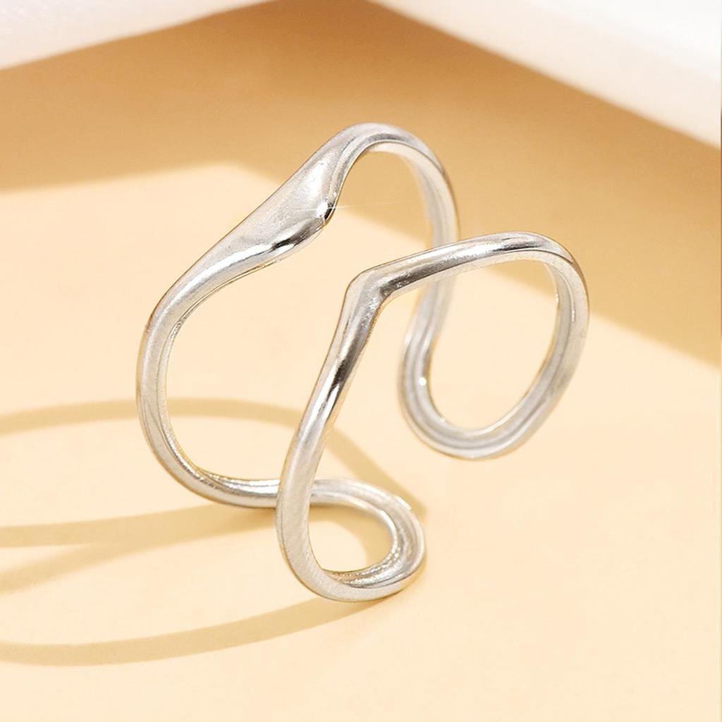Women's Stainless Steel Open Band Ring - Minimalist, Stackable, Cold Style Jewelry