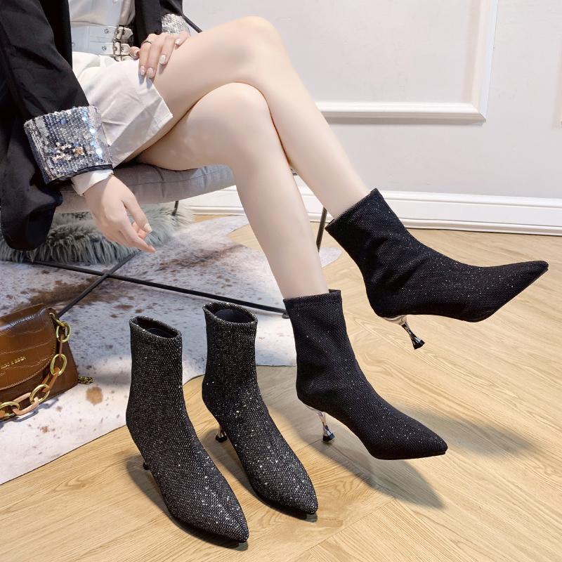 Autumn New Korean Version Of Fashion Temperament Versatile Pointed Toe Thin Heel Lnternet Celebrity Trend High-heeled Boots