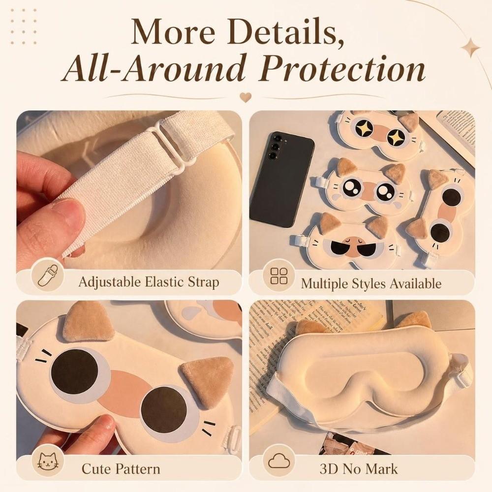 Contoured Cat Eye Sleeping Mask Ice Silk Eye Cover New 3D Sleep Mask Travel