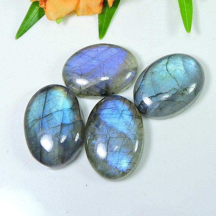 15X25X05MM Duhový labradorit Oválný kabošon Volný drahokam 4ks Lot 108Cts LM-1146