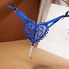 Retro Pearl Love Embellished Thong Female Sexy Erotic Ultra-thin Underwear Low Waist Beaded Seduction Girl 2253