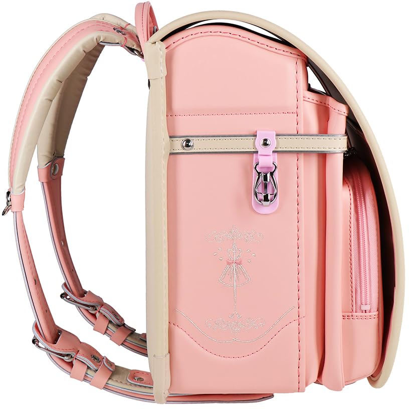 School Bag 90001 for Pale [Rakushon] Girls, Pink/beige