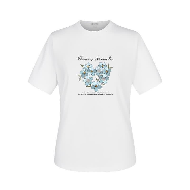 FivePlus Women's Pure Cotton Printed Round Neck T-shirt