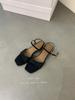 Sandals Wedge Heel Square Toe SuedeOne-Strap Slippers Women'sSummer Outdoor Wear Resort Style Simple Women's