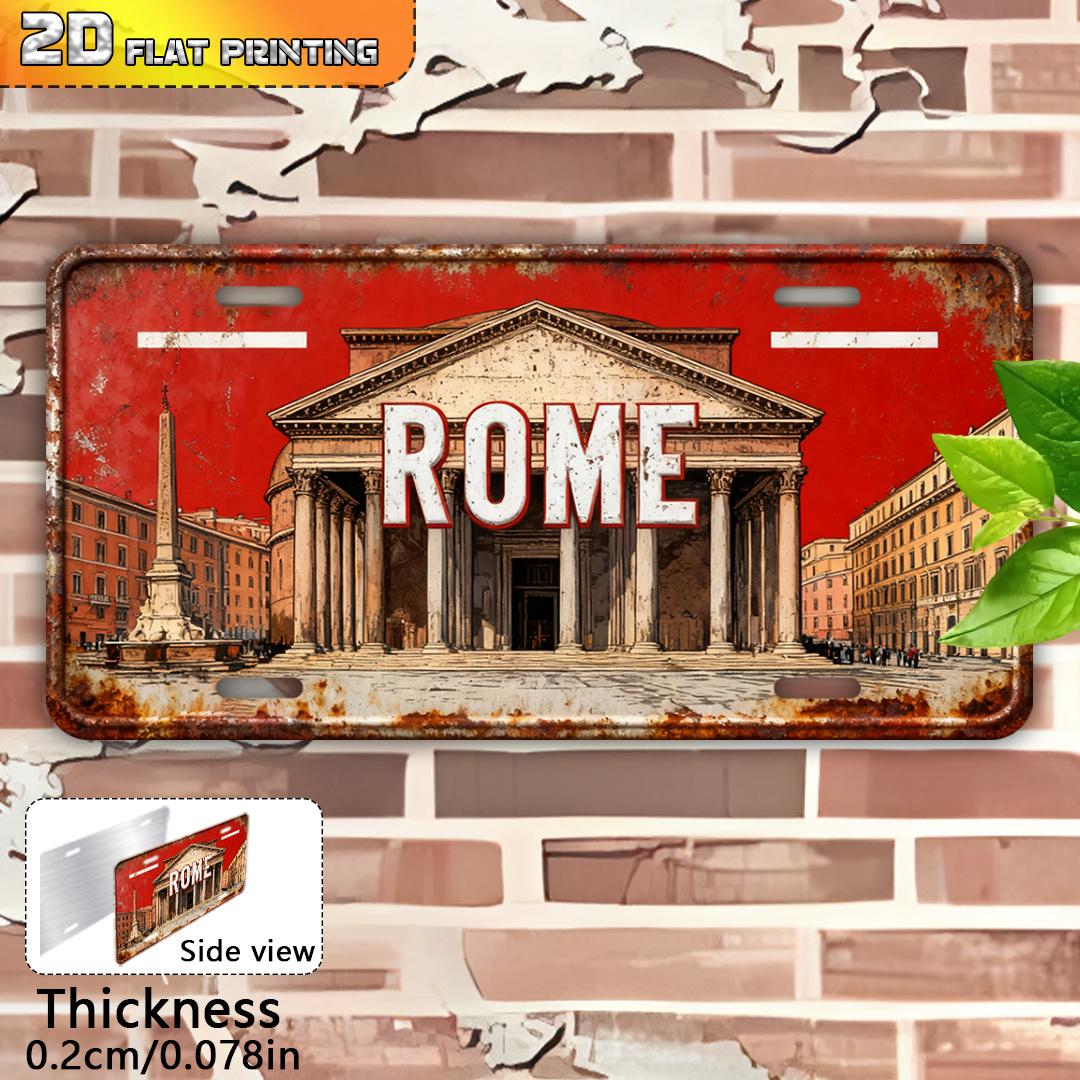 D Flat Roman Pantheon Replica Sign Heavy Italian Historical Landmark Plaque Vintage Roman Italian Wall Art Suitable 15x30cm(5.9x7.8inch)