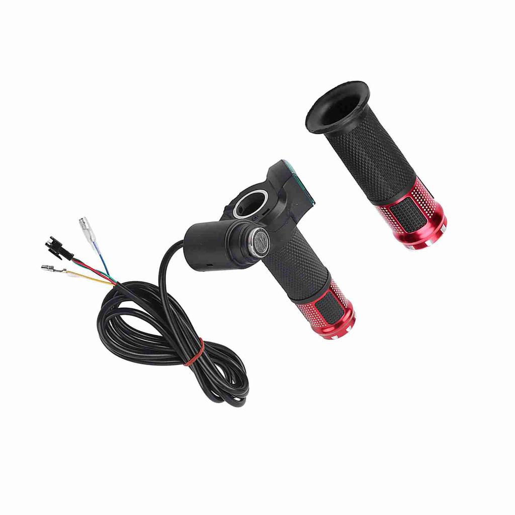 Twist Throttle Grips Handle With Key Lock LED Display Screen For Electric Bike(red)