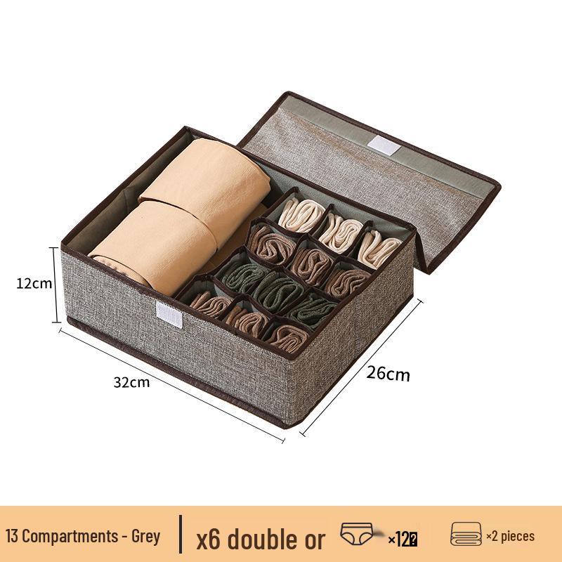 Foldable Underwear & Sock Organizer with Lid for Bedroom Drawers