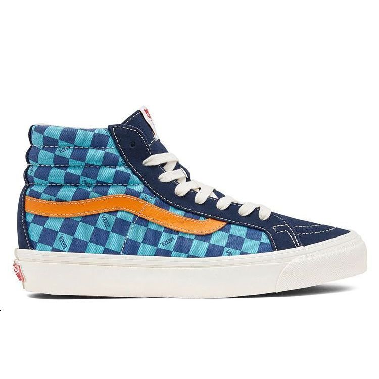 Vans Sk8 Retro Versatile High-Top Skate Shoes Blue Checkerboard Unisex Sneakers VN0A4BVBTPD1
