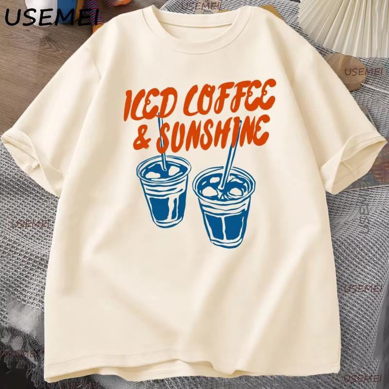 Iced coffee t-shirt and gift solropa for aUnisextes of coffee printed t-shirt for Coffee Club with vibrations of
