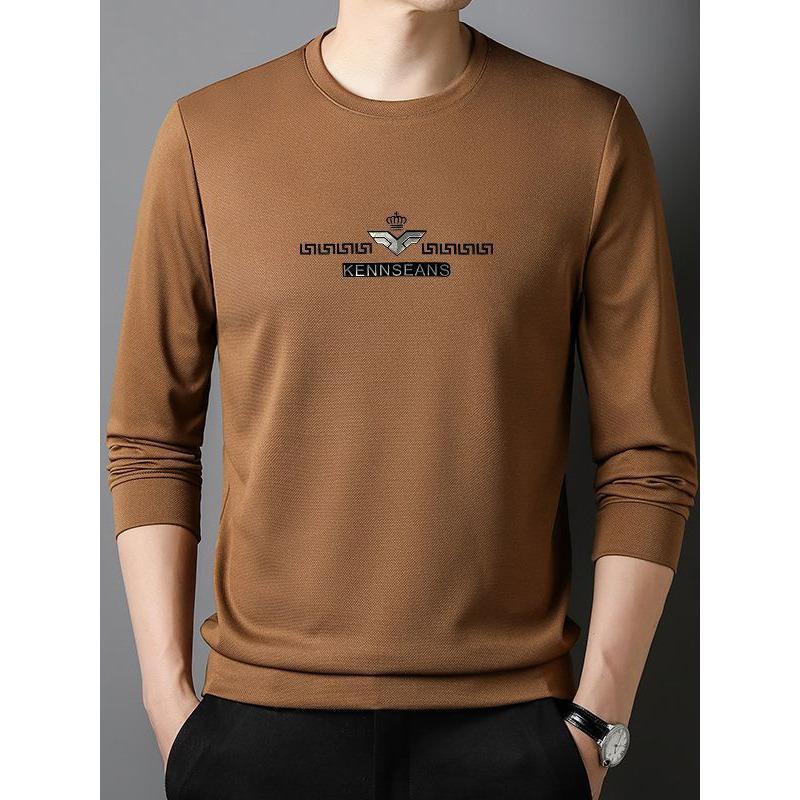 Autumn New Long-Sleeved T-shirt Men's Round Neck Bottoming Shirt Solid Color Trendy Brand Small Shirt Korean Style Fashion Versatile Top