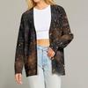 Women's Fashion Long Sleeve Christmas Print V-Neck Button Loose Cardigan Top