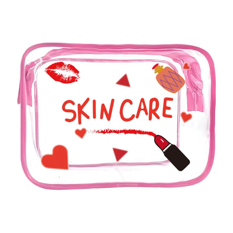 Transparent Multi Functional Makeup Bag Cartoon Pattern Drawstring Storage Pouch for Holiday Business Trips