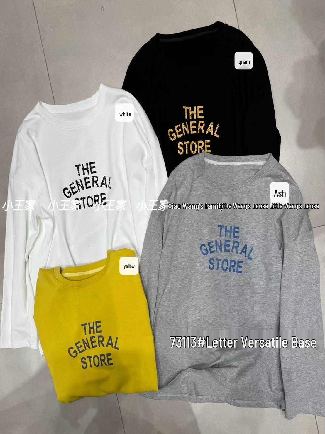 

73113 Spring Korean Loose Plus Size Casual Letter Long Sleeve T-Shirt One Size чорний