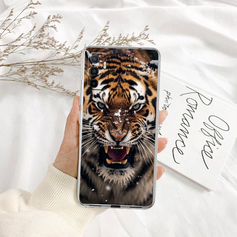 Tier Tiger Löwe Transparente Handyhülle für Samsung Galaxy A04 A04S A14 A23 A34 A54 M23 M33 M52 M53