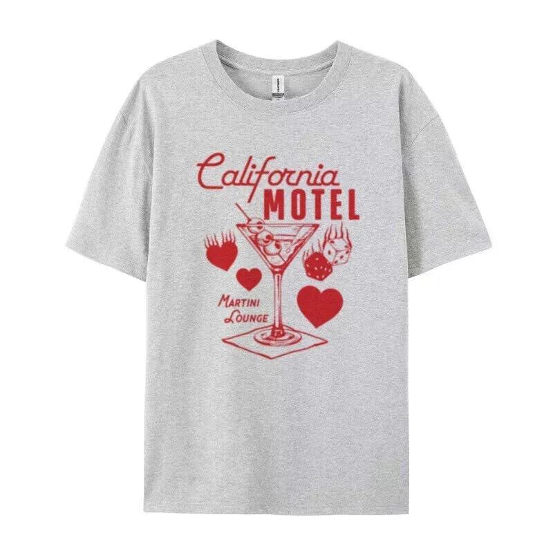California Motel Grunge Y2k Aesthetic Martini T Shirt Women Retro Graphic Tee Cute Cocktail Lover Shirt Summer FeUnisex Top