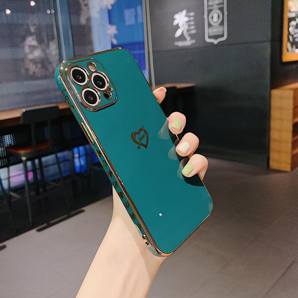 Candy color 6D electroplating side love for iPhone17ProMax Apple 16 fine hole silicone 15 mobile phone case