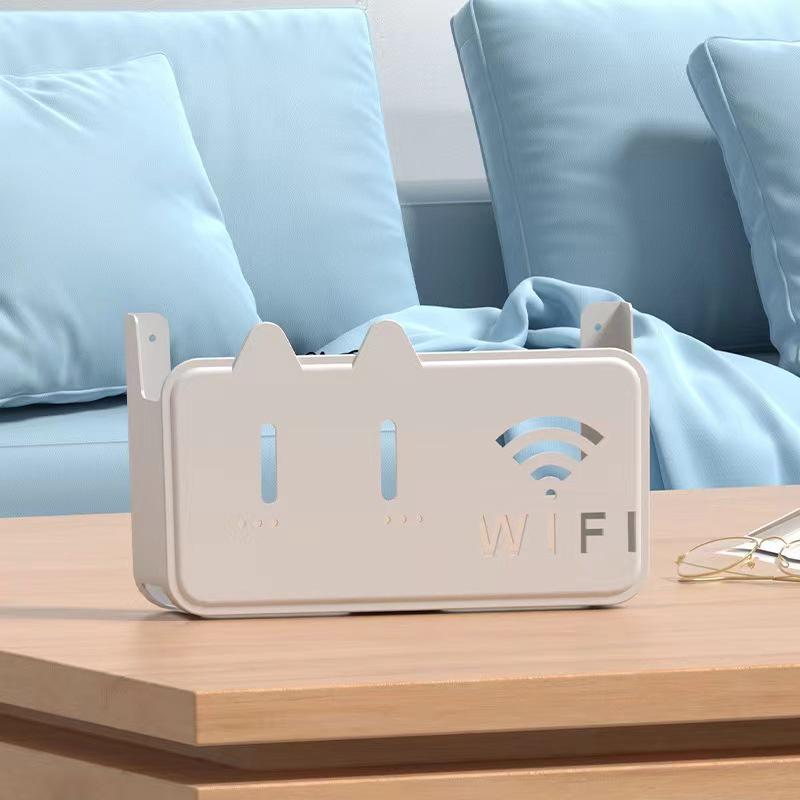 Punch-Free Wall-Mounted Wireless Router and Cable Organizer Box