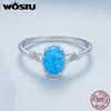 WOSTU 925 Sterling Silver Crown Blue Opal Ring With Translucent Opal For Women Party Wedding Anniversary Gift Fine Jewellery