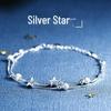 Double Layer Korean Style Star Bracelet with Frosted Beads for Girls - Silver Plated, Trendy & Versatile