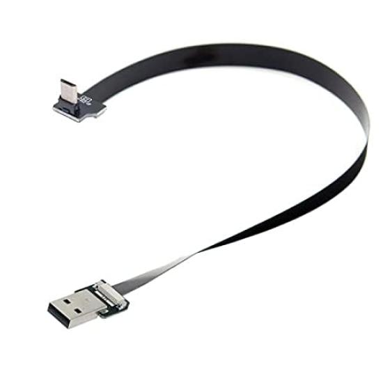Cablecc 200CM Up Angled USB Male To Micro USB Male Data Flat Slim FPC Cable for Phones 2.0 Type-A 5-Pin FPV, Discs,