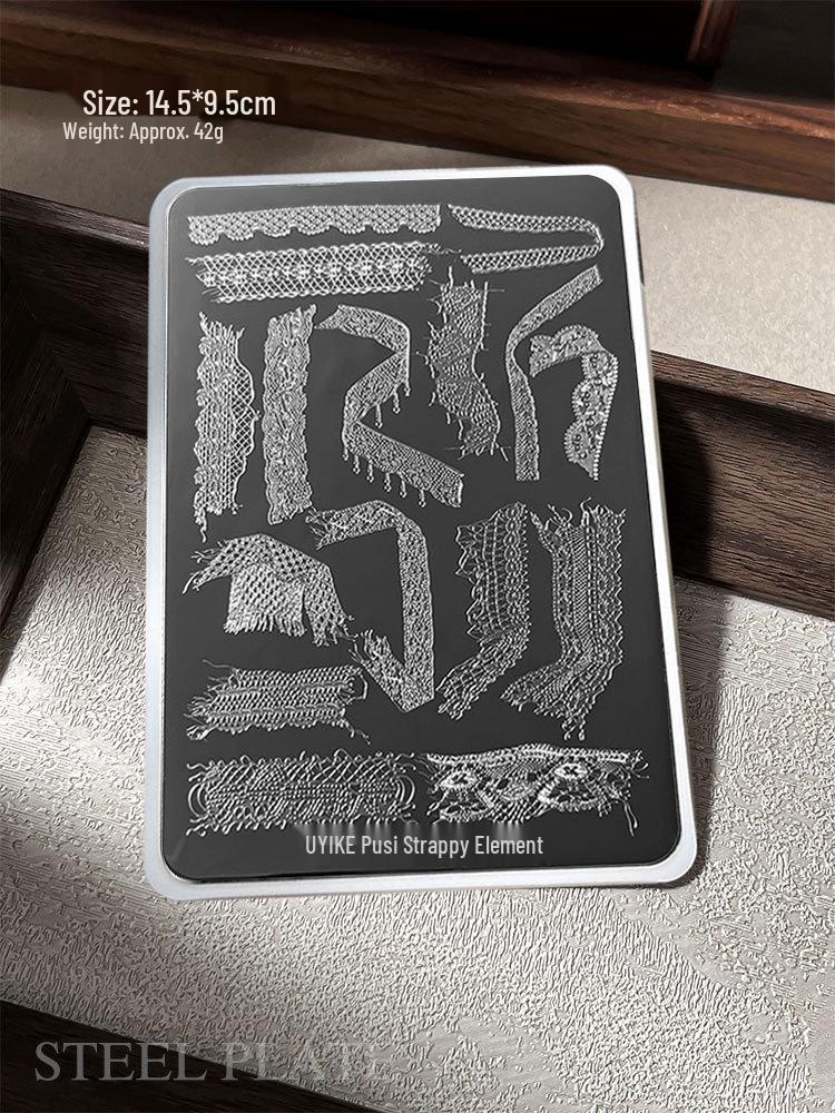 Nail Art Stamping Plates - Star, Polka Dot, Lines, Grid Lace Textures