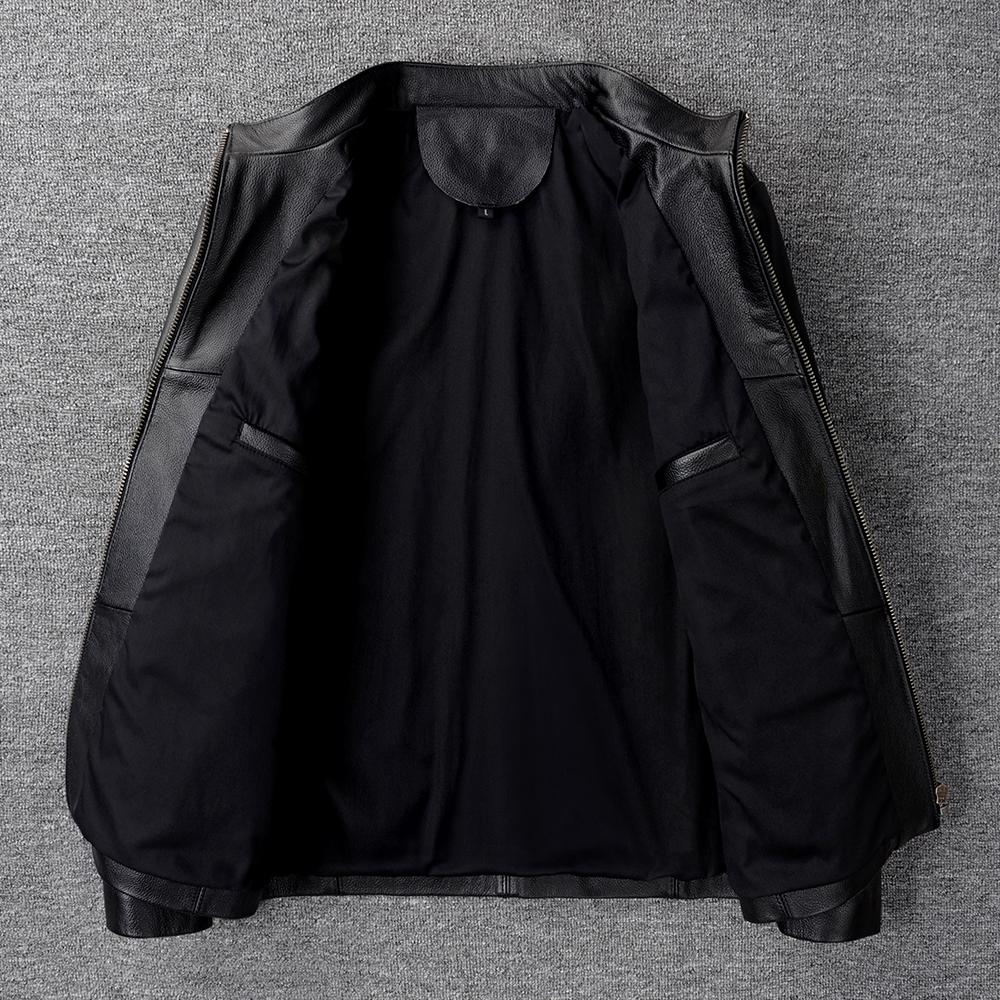 Casual Men Leather Jacket Thin Soft Cow Leather Black Brown Standard Collar Men's Short Coat Spring