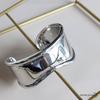 Wide Bangle Bracelet for Gold or 18K GP Simple Bone Cuff Women, Silver, Mirror-Finished, Gold, (Silver)