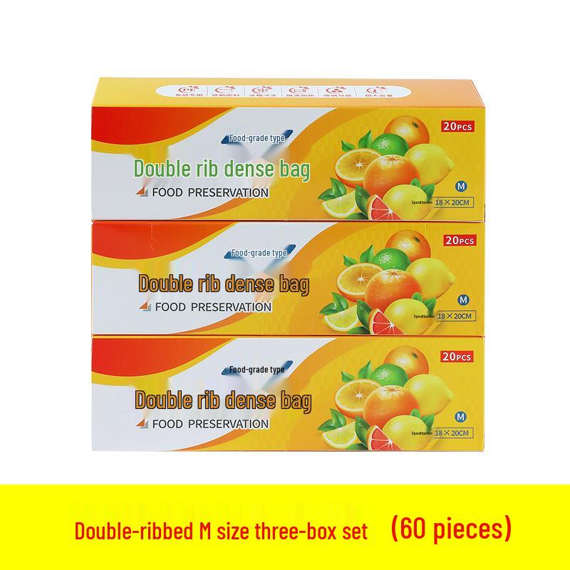 Food-Grade Double Rib Fresh-Keeping Storage Bags for Refrigerator - Thickened for Refrigeration and Freezing