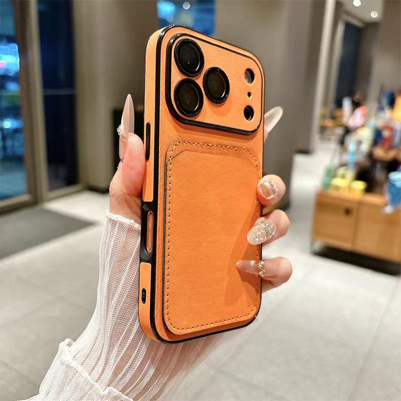 

iPhone 17 Pro Max Suede Card Holder Case, Leather Texture, Drop-Proof, Apple 16 Compatible, Cross-Border Protective Cover For iPhone 14 PRO