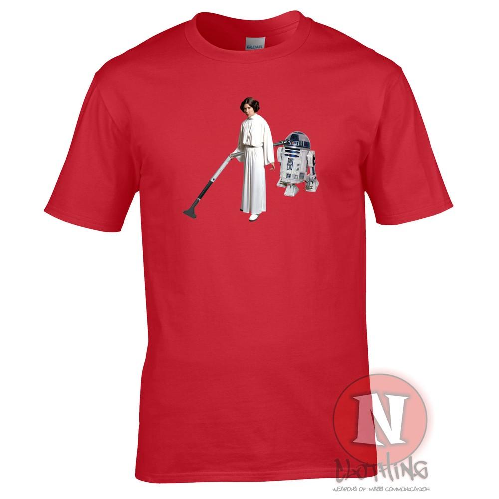 Princess Leia Vacuuming TShirt Hoover Funny R2d2 Fan Spoof Original S