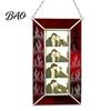 Holiday Commemorative Keepsake Acrylic Photo Frame Light Catcher, Retro Stained Glass Style Hanging Home Soft Furnishing Decor Display with