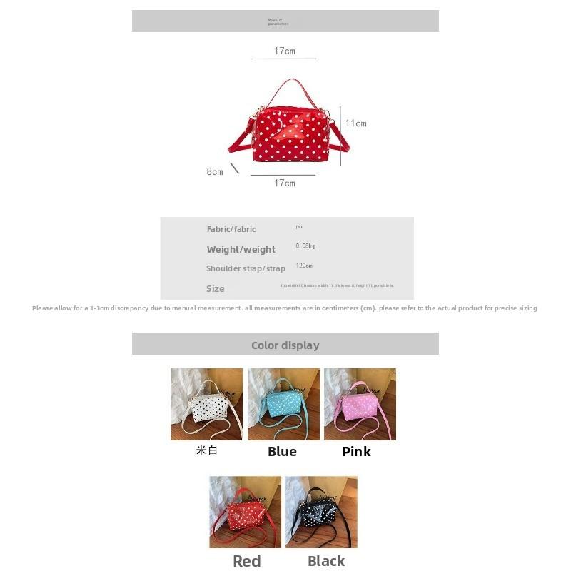 Polka dot portable small square bag women's high-value versatile casual shoulder bag fashionable going out commuter messenger bag