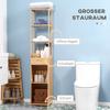 Bathroom Shelf, 3 Open Compartments, Drawer, Louvered Door, Bamboo, 32 x 30 x 163 cm