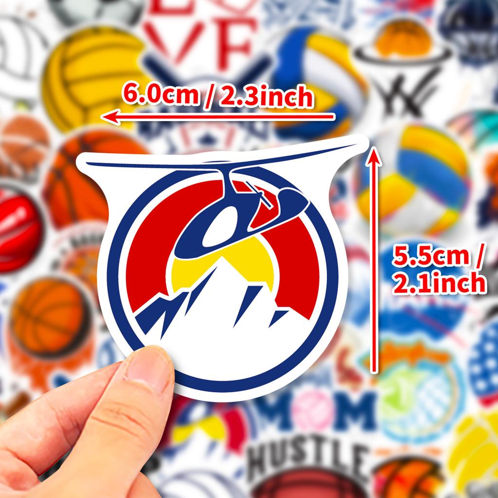 50 Ball Sports Stickers, Football Volleyball, Softball, Football, NBA Basketball Sports Set Stickers
