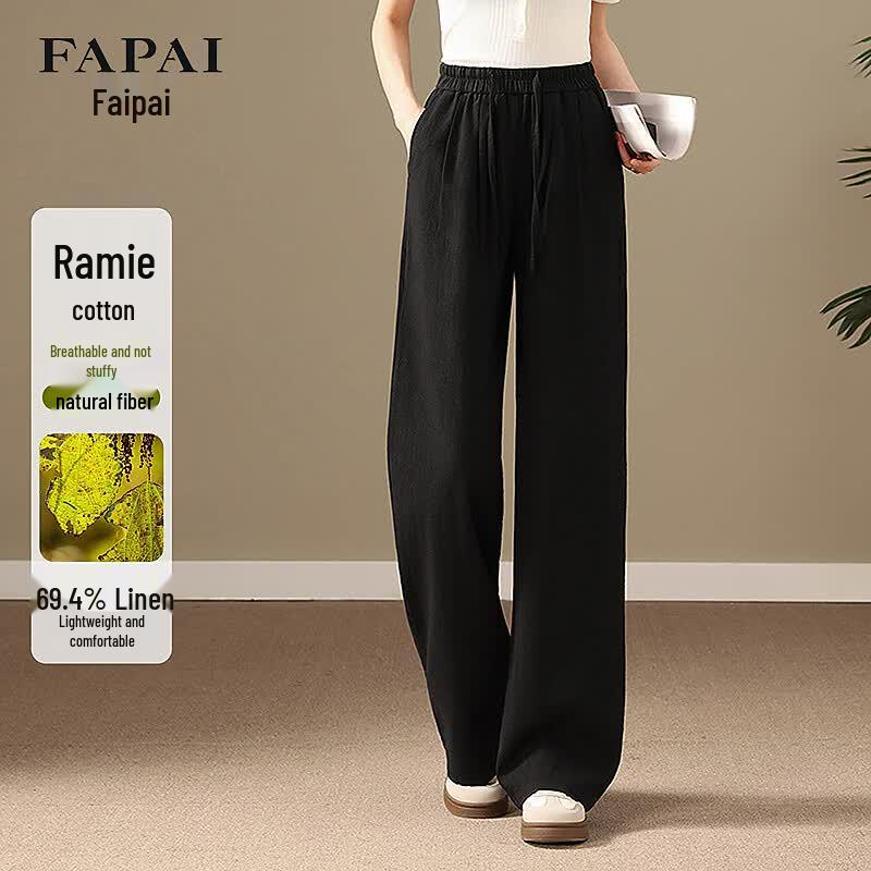 FAPAI Women s Linen-Cotton Blend Casual Long Pants M