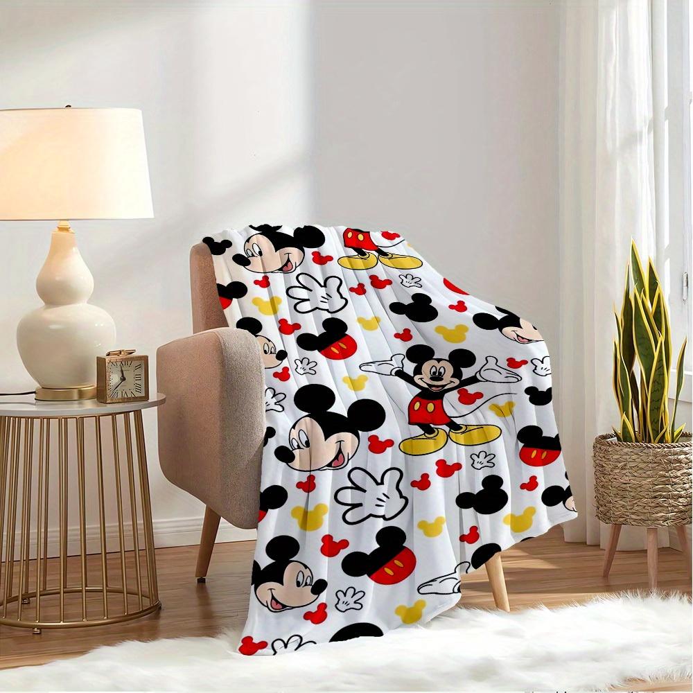 1pc Flannel Mickey Cartoon Pattern Bed Cover Rug Sofa Blanket Birthday Gift Home Decor Room Bedroom Bedding Decoration