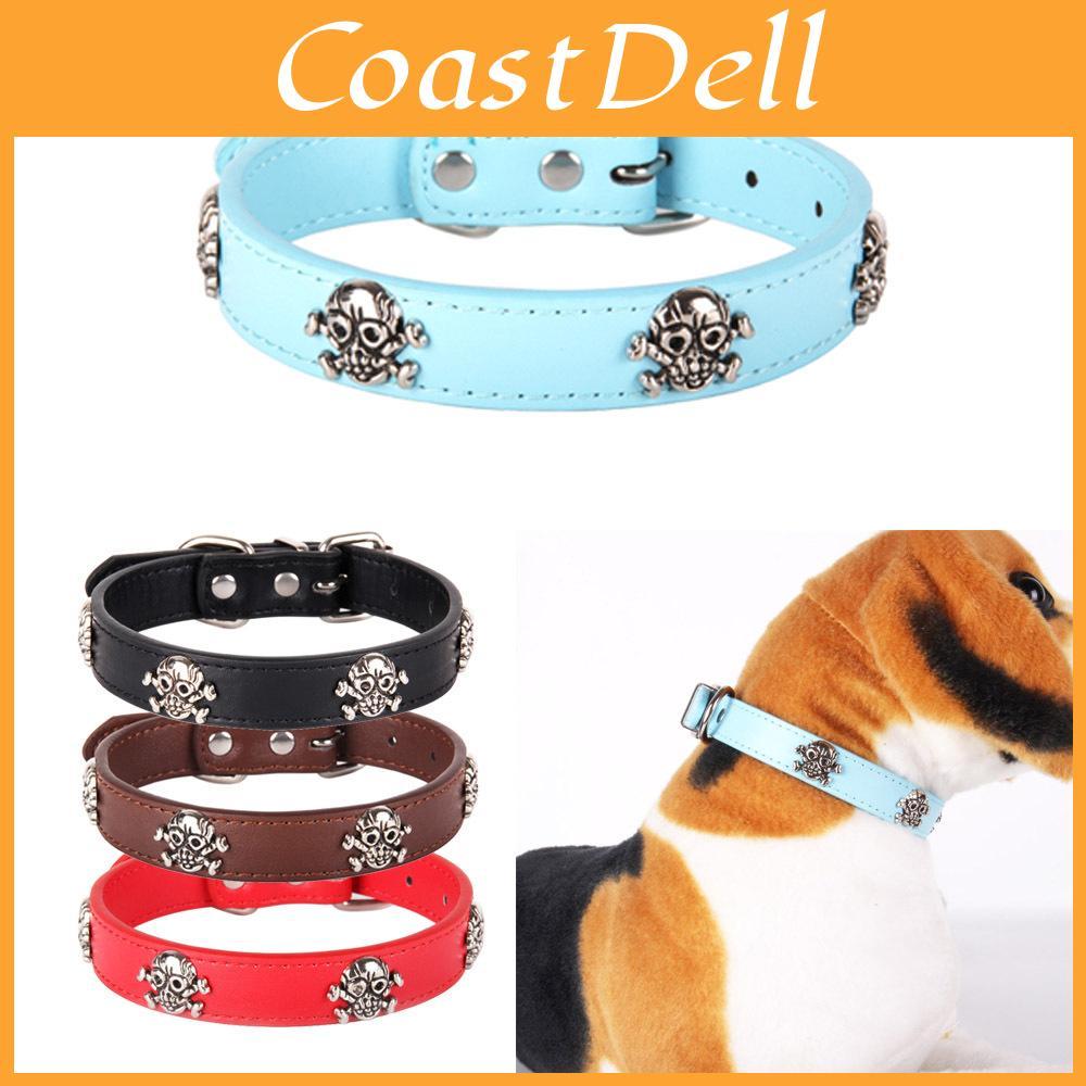 High-quality Leather Dog Collar With Punk Skull Design Ideal For Casual And Stylish Dogs Various Sizes And Colors