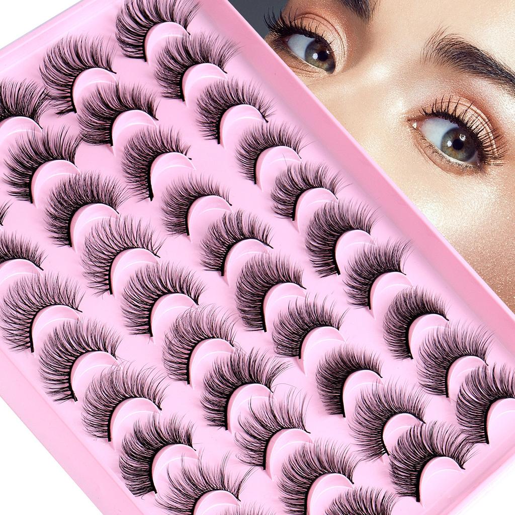 20 Pairs Of Mixed False Eyelashes, Simulated Curled Thick Natural Eyelashes