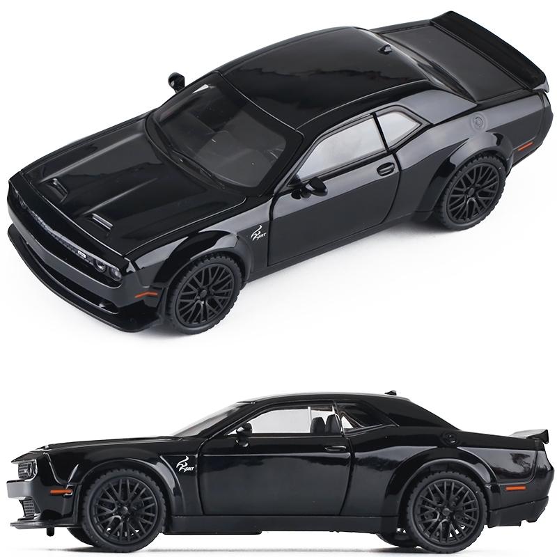 1/32 Dodge Challenger SRT Hellcat Model Hračky Kovový Odlévaný Miniatura 1:32 Zvuková a světelná kolekce vozidel Dárek pro kluky