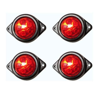 חבילת 4 פנסי צד LED עם קו מתאר, פנסי גאבורה אדומים 24V ליישום אוניברסלי אידיאליים עבור נגררים לסירות, משאיות, קרוואנים ושימוש ימי
