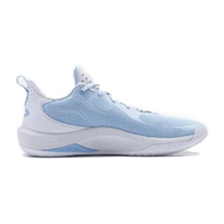 Li Ning Comfortable Slip Resistant Abrasion Resistant Low Top Basketball Shoes Men's White Blue ABPU001-3