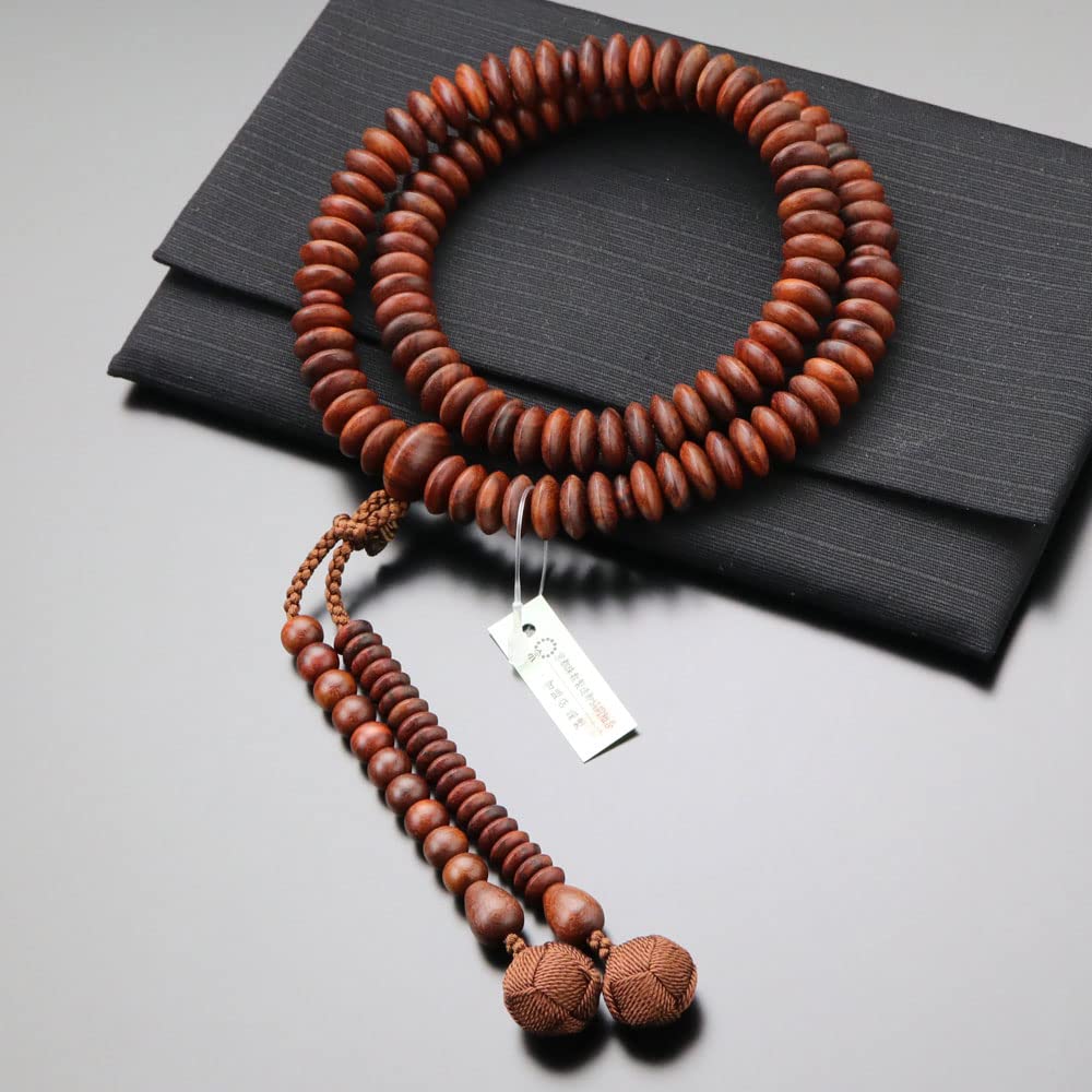 Tendai Buddhist Prayer Beads for Men 9 Dimensions Red Sandalwood Bon Tenbo Prayer Beads Kyoto Prayer Beads 108 Beads Kyoto Shutan Shitan 9 Dimensions