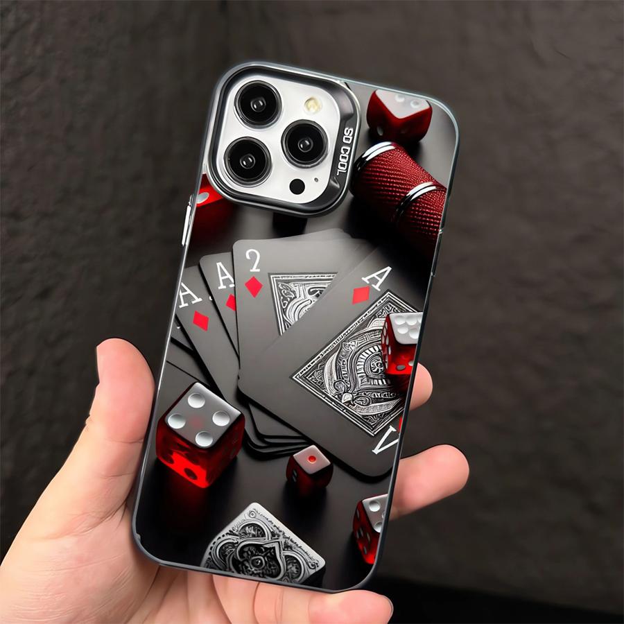 Phone Case for iPhone 15 16 Pro Max 11 13 Pro 14 Plus 12 11Pro 15Pro Max 16e Shell Cover Fundas Poker Cards And Dice