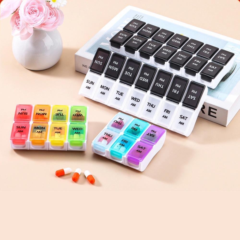 New Hot Premuim Portable Detachable Weekly Pill Organizer Case Box Twice A Day 7 Day Container Medicine for Vitamins Supplement