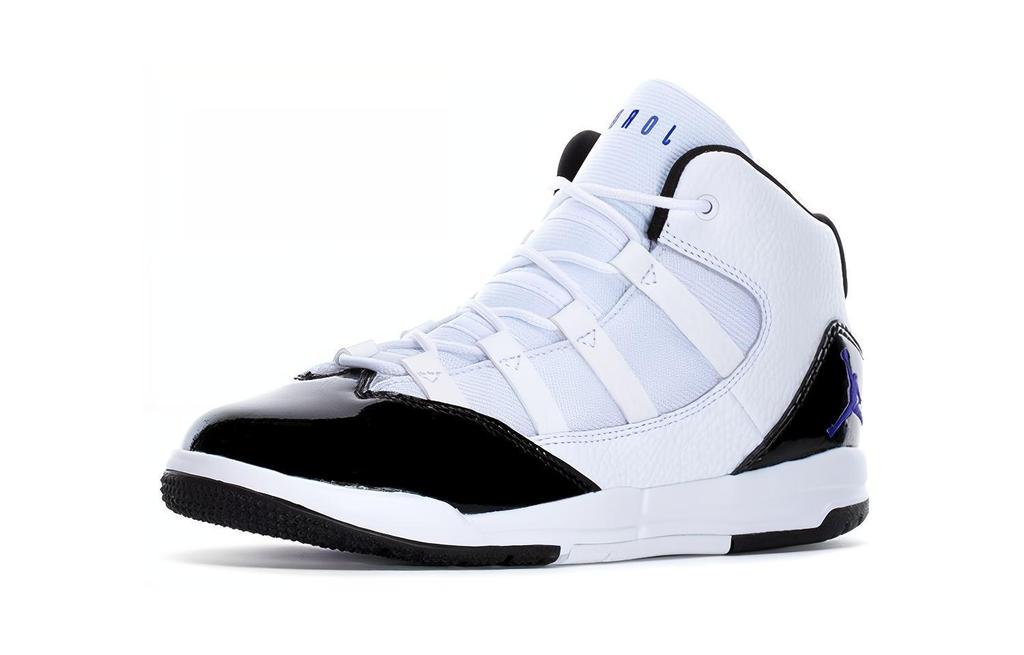 Jordan Scarpe da Basket per Bambini Max Aura Ammortizzazione Antiscivolo Mid-top Bianco Nero Bambini AQ9216-121