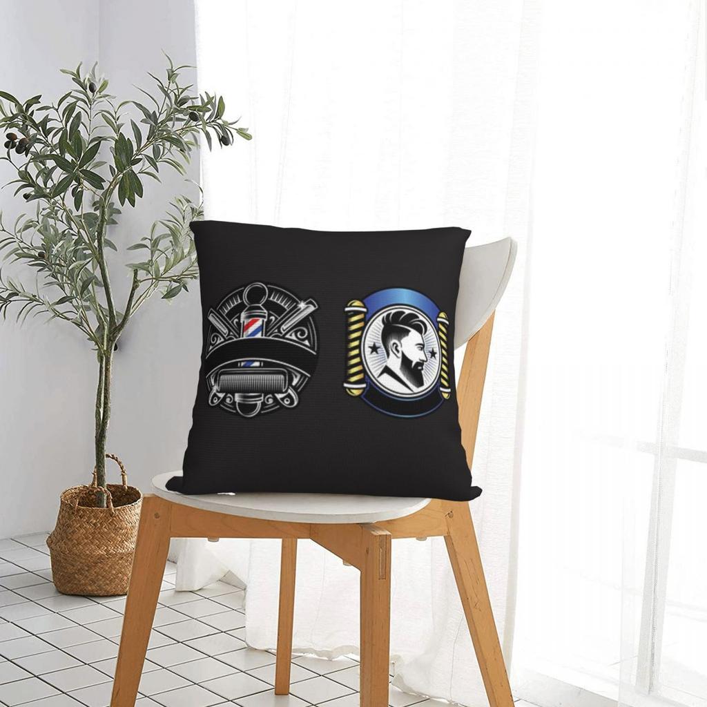 Barber Shop Sign Entrance Square Pillowcase Pillow Cover Cushion Throw Pillow for Home Sofa Living Room