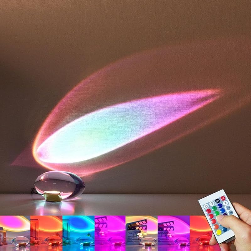 Angel Eyes Projection Night Light, 2024 New Colorful Crystal Lamp Sunset Table Lamp, Rainbow Decorative Atmosphere Light for Bedroom Living Room